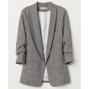 Gray Woven Shawl-Collar Blazer